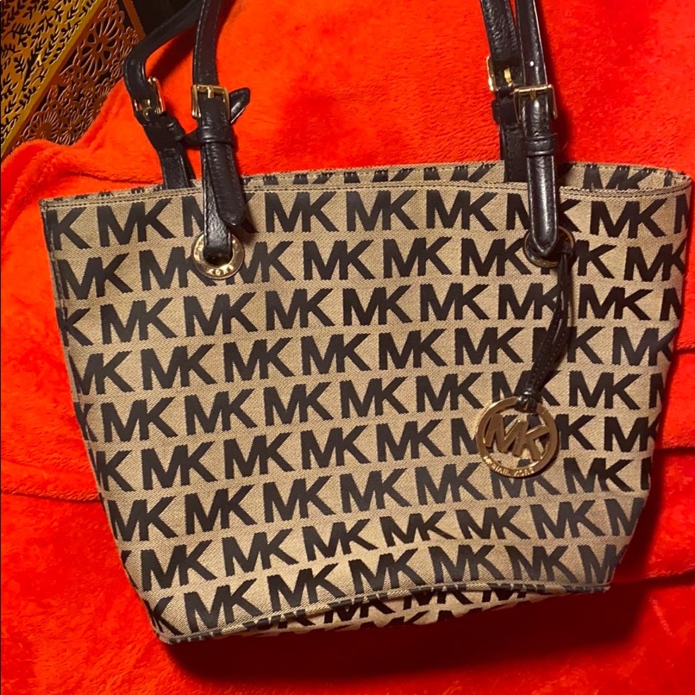 Michael KorsMK black and tan tote